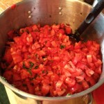 Tomato cut in pot