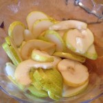Baked pears cut