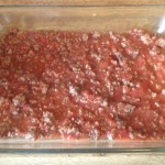 Lasagna meat sauce first layer