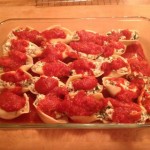 Stuffed shells ready for the oven